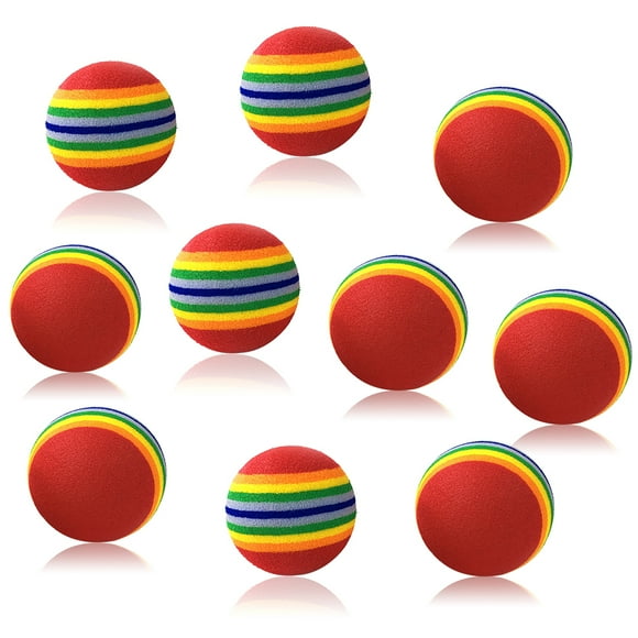 10PCS Cat Ball Toys Rainbow Lovely Kitten Chew Toys Pet Ball Toys Cat Chew Toys