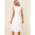 thumbnail image 3 of Vestidos de ganchillo con cuello en V para mujer, sin mangas, en la playa, de verano, con gradas blanco S, 3 of 6