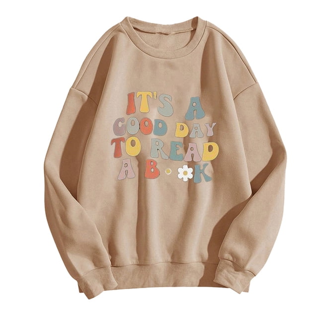 Meichang Chandails en Molleton Surdimensionnés pour Femmes Épaules Tombantes Pull Décontracté Manches Longues Col Rond Chandails en Molleton Confortables Pull Graphique Mignon