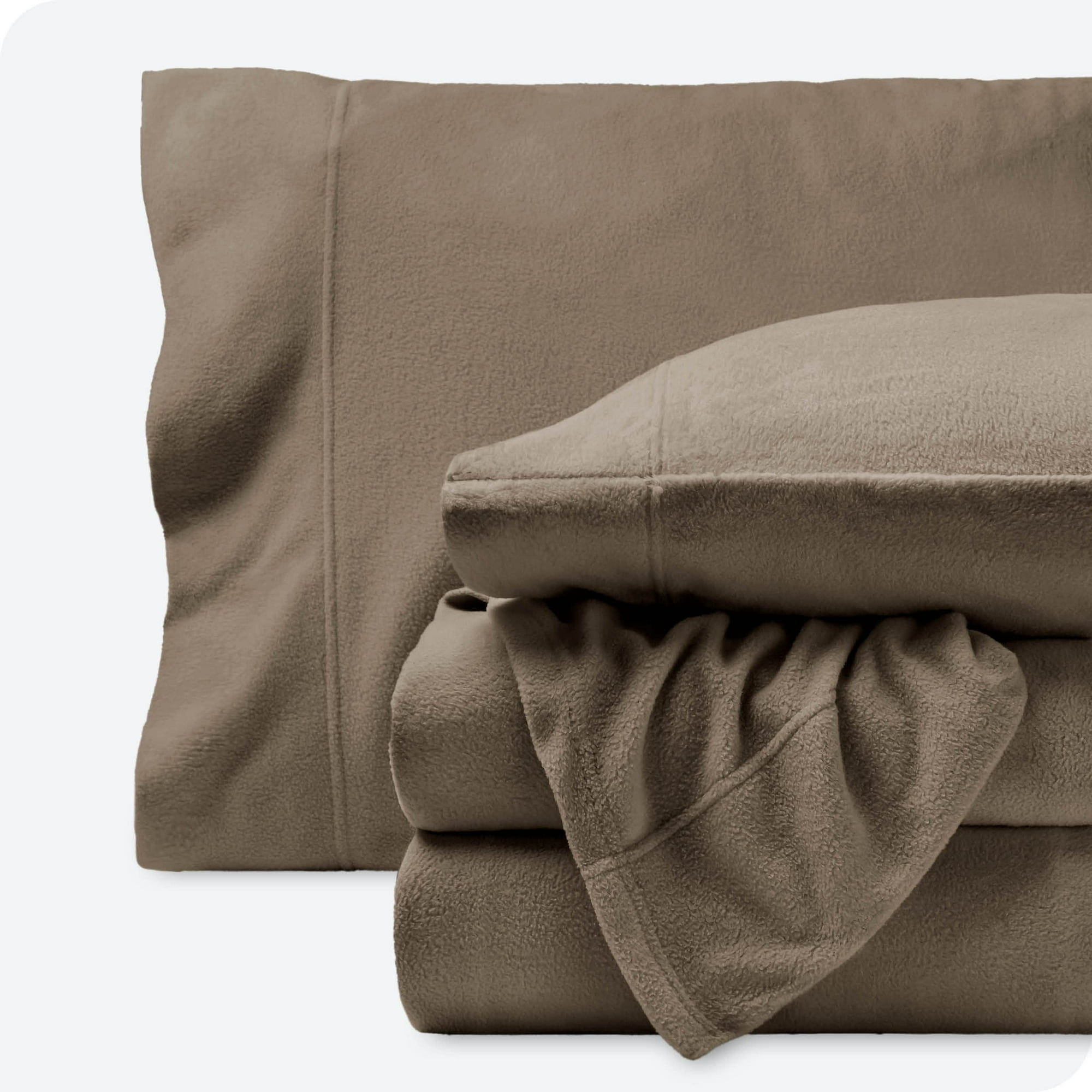 Bare Home Cozy Fleece Sheet Set Extra Plush Bare Home Taupe Queen