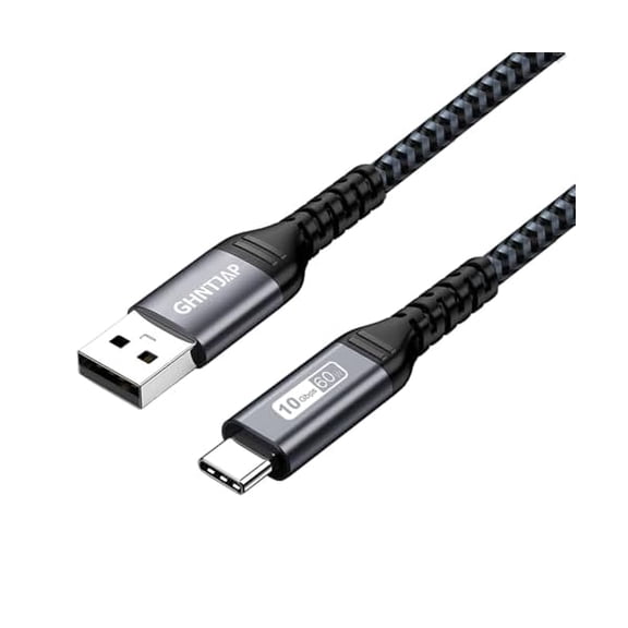 xixishop USB C Charger Cable 1M,10Gbps USB 3.1 Gen 2 60W Fast Charging USB to USB C Cable Nylon Braided Compatible with iPhone 16/15 Pro Max,Galaxy,iPad Pro,Android Auto-Grey