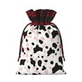 thumbnail image 3 of Color Matching Linen Bundle Mouth Gift Bag Can Be Used For Daily Small Items Simple Cow Print Pattern White Background, Pink And White_1 Small, 3 of 8