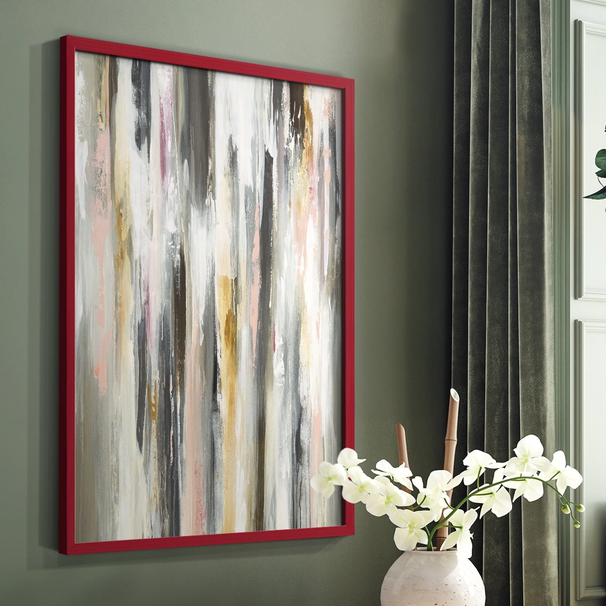 Color Ripple II Framed Print in Red Solid Wood Framed Print No Nail Hanging