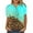 Sky Blue, variant on Women's Turquoise & Leopard Print Patchwork Top - Short Sleeve Casual Blouse, Edgy for Streetwear & Nights