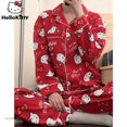 thumbnail image 2 of Sanrio-Pijama Rojo de Hello Kitty para mujer, ropa de dormir, Tops de manga larga, pantalones, traje de algodón para el hogar, conjuntos de moda para mujer, 2 of 4