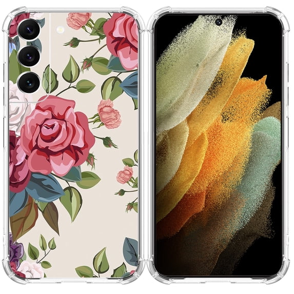 Flower Pattern Case for Samsung Galaxy S22 Plus,Aesthetic Colourful Floral Plant Case for Men Women,Unique Soft TPU Bumper Case Cover