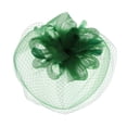 thumbnail image 1 of Chic Headwear Mesh Veil Feathered Loop Flower Fascinator - Green, 1 of 1