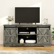 Dextrus Farmhouse TV Stand for TVs up to 65'', Entertainment Center with Barn Doors, TV Media Console Cabinet, Grey