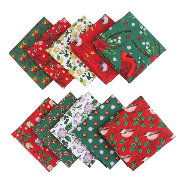 Ensemble de 10 Tissus en Coton de Noël pour Quilting Patchwork