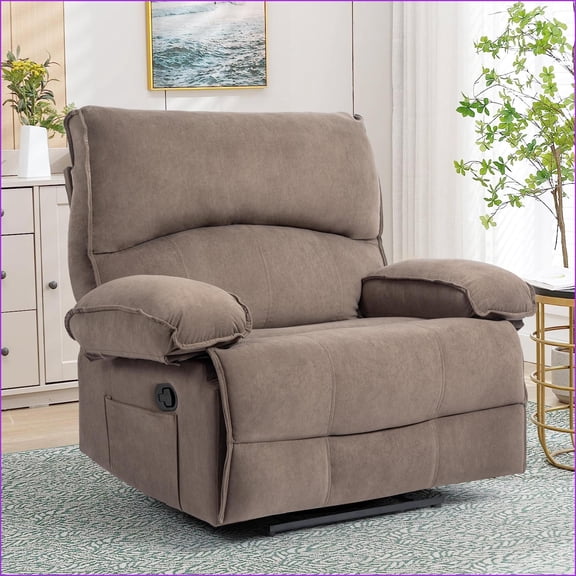 Recliners: Oversized Push-Back Living Room Chair with Massage Pillow | Brown | Fleece