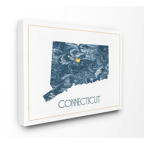 The Stupell Home Decor Connecticut Minimal Blue Marbled Paper Silhouette Canvas Wall Art