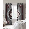 thumbnail image 3 of Red Gray Blackout Curtains 45 Inches Long for Bedroom, Southwest Retro Ethnic AztecTexture Bohemian Thermal Insulated Room Darkening Black Out Window Curtain Panels Grommet Drapes for Living Room, 3 of 8