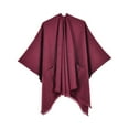 thumbnail image 2 of Inglocry 2025 Women's Pashmina Shawl Wrap Open Front Cardigan Knitted Casual Shoulder Cape with Pockets for Spring Fall Wine, 2 of 3