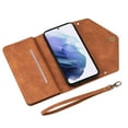 thumbnail image 2 of Allytech Zipper Wallet Case for Samsung Galaxy S22 Ultra, PU Leather With Wrist Strap Crossbody Strap Multiple Cards Holder Kickstand Shockproof Wallet Cover for Samsung Galaxy S22 Ultra, Brown, 2 of 6
