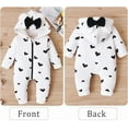 thumbnail image 2 of Bellafa Newborn Baby Fall Winter Outfit Fleece Lining Hooded Jumpsuit Infant Girl One Piece Romper Love Pattern Baby Warm Snowsuit, 2 of 6