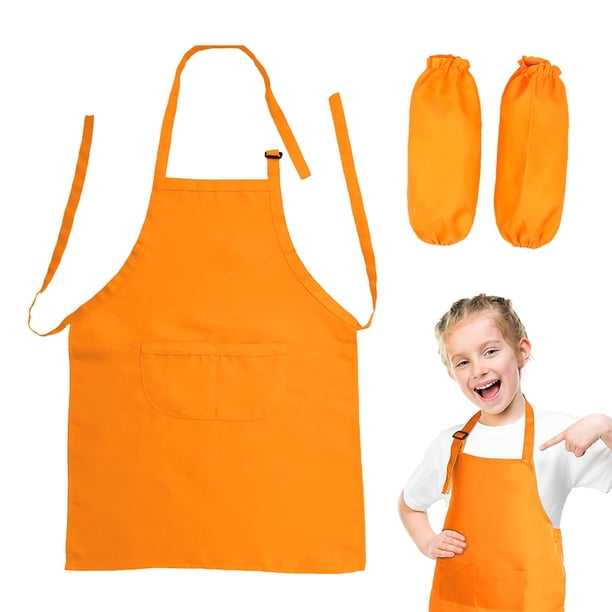Delantal y puños para niños, delantal ajustable para niños, delantal de cocina de bolsillo grande, adecuado para cocinar, hornear, pintar MFZFUKR BST3031312-1
