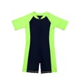 thumbnail image 3 of Sxiwei Kids Girls Boys One Piece Rashguard Zip Sun Protection Swimsuit Swimwear UPF 50+ Wetsuit Navy Blue&Fluorescen 4, 3 of 5