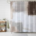 thumbnail image 3 of Abstract Brown White Checkered Shower Curtain Set with Hooks, Modern Watercolor Art Waterproof Fabric Bathroom Curtains Decor Home Accessories,72 X 72 Inch Long, 3 of 9