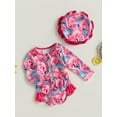 thumbnail image 3 of Cenuakty Toddler Girl Rash Guard Swimsuit, Long Sleeve Strawberry Print Bathing Suit + Sun Hat, 3 of 9