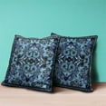 thumbnail image 3 of Amrita Sen Designs CAPL1017FSDS-ZP-16x16 16 x 16 in. Floral Paisley Suede Zippered Pillow with Insert - Blue, Black & White, 3 of 3