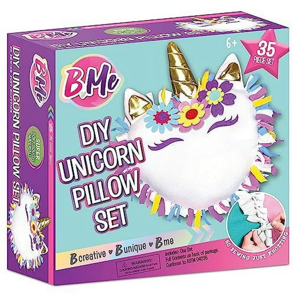 DIY Unicorn Pillow Kit for Girls - No Sew Unicorn Pillow - Make Your Own Pillow Set for Kids - Arts and Crafts Unicorn Gift for Girls - DIY Knot-a-Pillow for Girls - Ages 6+