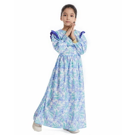 

Girls Long Sleeve Floral Dress Casual Flower Printed Dresses Kids Tie Waist Dress Maxi Dress Toddler Dress Baby Girl Overalls Princess Birthday Dress