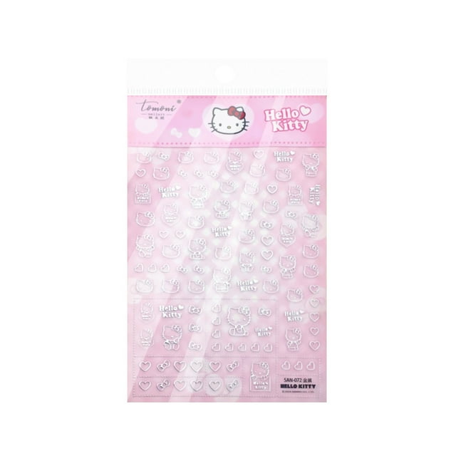 Metal Sanrio Hello Kitty 5D Nail Stickers With Fashionable Cartoon Hot Stamping Effect For Girl&Child Back Adhesive Nail Sticker