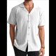 thumbnail image 1 of Camisa de Punto para Hombre, de Corta, , con Botones, para Vacaciones en la Playa, Informal, A Rayas, para Verano. L, 1 of 7