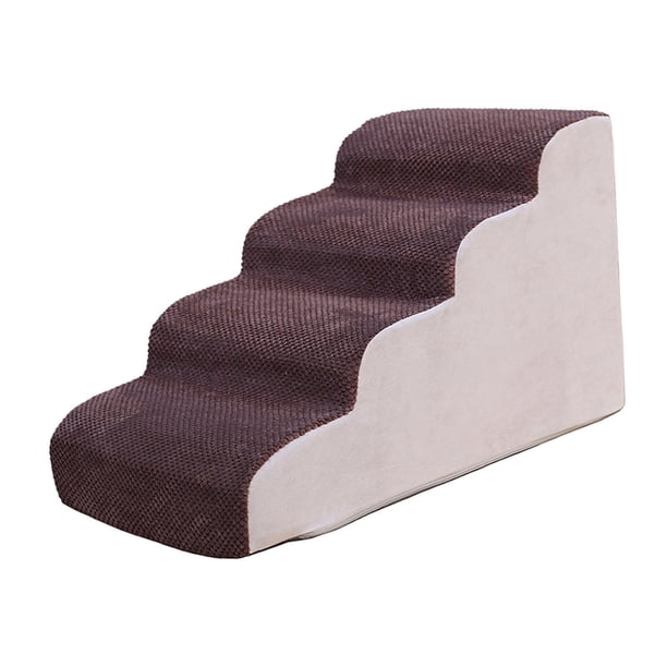 Escaleras para perros y mascotas de 4 escalones, rampa pequeña para casa de gatos, cubierta lavable portátil suave, rampa de escalera para gatos para Café