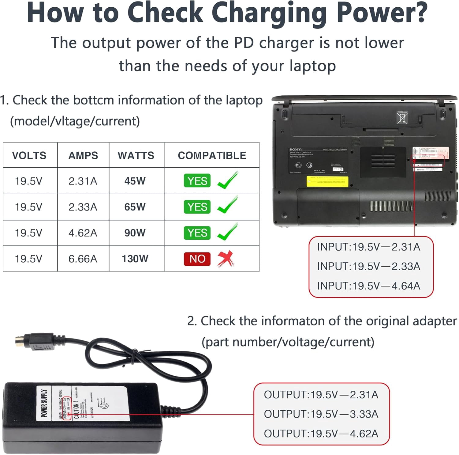 USB C to DC Adapter,Universal Charger Supply 100W PD Power Cable & 5.5x2.1mm Round Barrel Jack,with 10PCS Power Plug Kit,for Toshiba Samsung Acer Asus Lenovo Dell HP Laptop Charging Connector