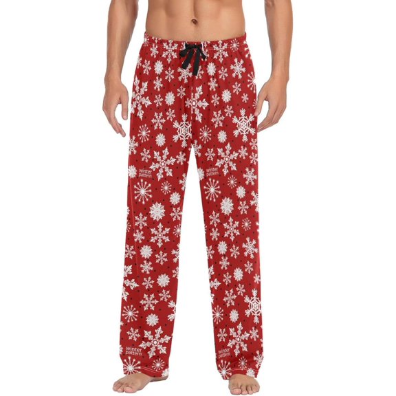 GZHJMY Chrismas Snowflake Pajama Pants for Men, Lounge Pants Lightweight Men Pajama Bottoms with Drawstring Pockets, Christmas New Year Birthday Gifts, Large