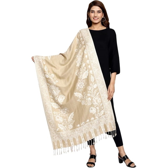 Kashmiri Stole / Shawl /Wrap for Women, Woven Wool Design, (Size 30 X 80 Inches)