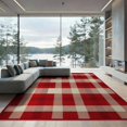 thumbnail image 2 of ODIKA 6'x9' Washable Area Rug Non-Slip, Easy Care, Farmhouse Tartan Welcome Lettering Border Motif Gingham Plaid Flowing Dynamic for Family Room, Living Room, Master Bedroom, 2 of 7