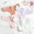 thumbnail image 6 of 6 Piece Womens Low Cut T Back Underpants Moisture Wicking Ribbed Cotton Underwear Panties No Show Solid Color Hipsters, 6 of 15