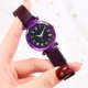 thumbnail image 4 of Reloj de pulsera con correa de malla de aleación de cuarzo y números romanos con esfera redonda de moda para mujer (púrpura), 4 of 8