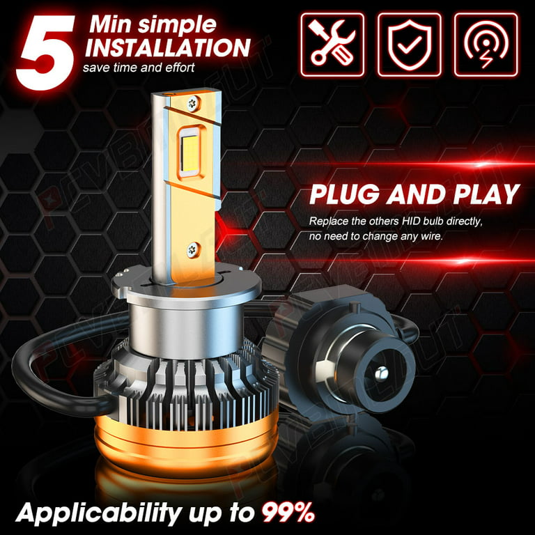2x D2S D2R LED Headlight Bulb 6000K High Low Beam LED Xenon Conversion Kit
