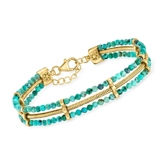 Ross-Simons Turquoise and Snake-Chain Bracelet in 18kt Gold Over Sterling, Women's, Adult