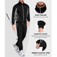 thumbnail image 5 of Little Donkey Andy Men's 2 Piece Full Zip Tracksuit Set, 4 Way Stretch Breathable Athletic Outfit with Reflective Details & Zipper Pockets, for Gym Running Outdoor, Black 2XL, 5 of 9