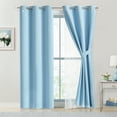 thumbnail image 4 of Pinewave Modern Blue Solid Print Blackout Kitchen Curtains, 37 x 95 In (2 Panels), 4 of 6