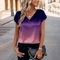 thumbnail image 4 of Endives Womens Satin T-shirt Short Sleeve Blouse V Neck Shirts Womens Top Summer Outfits S-3XL, 4 of 6