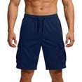 thumbnail image 2 of Men Shorts Casual Stretch Men's Hiking Shorts with Multi-pocket, Drawstring Waist Cargo Short Pants, Outdoor Workout Athletic Bottoms Navy XXL, 2 of 6