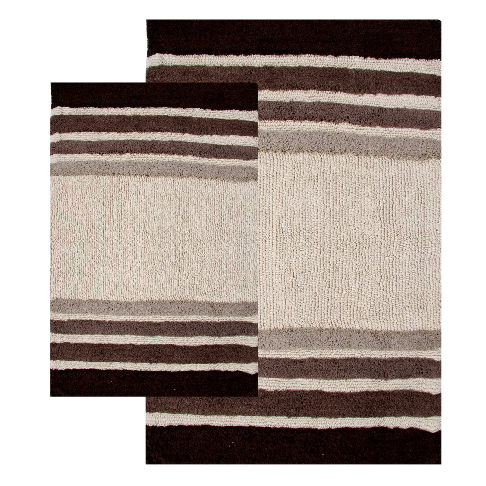 2Piece Tuxedo Stripe Bath Rug Set