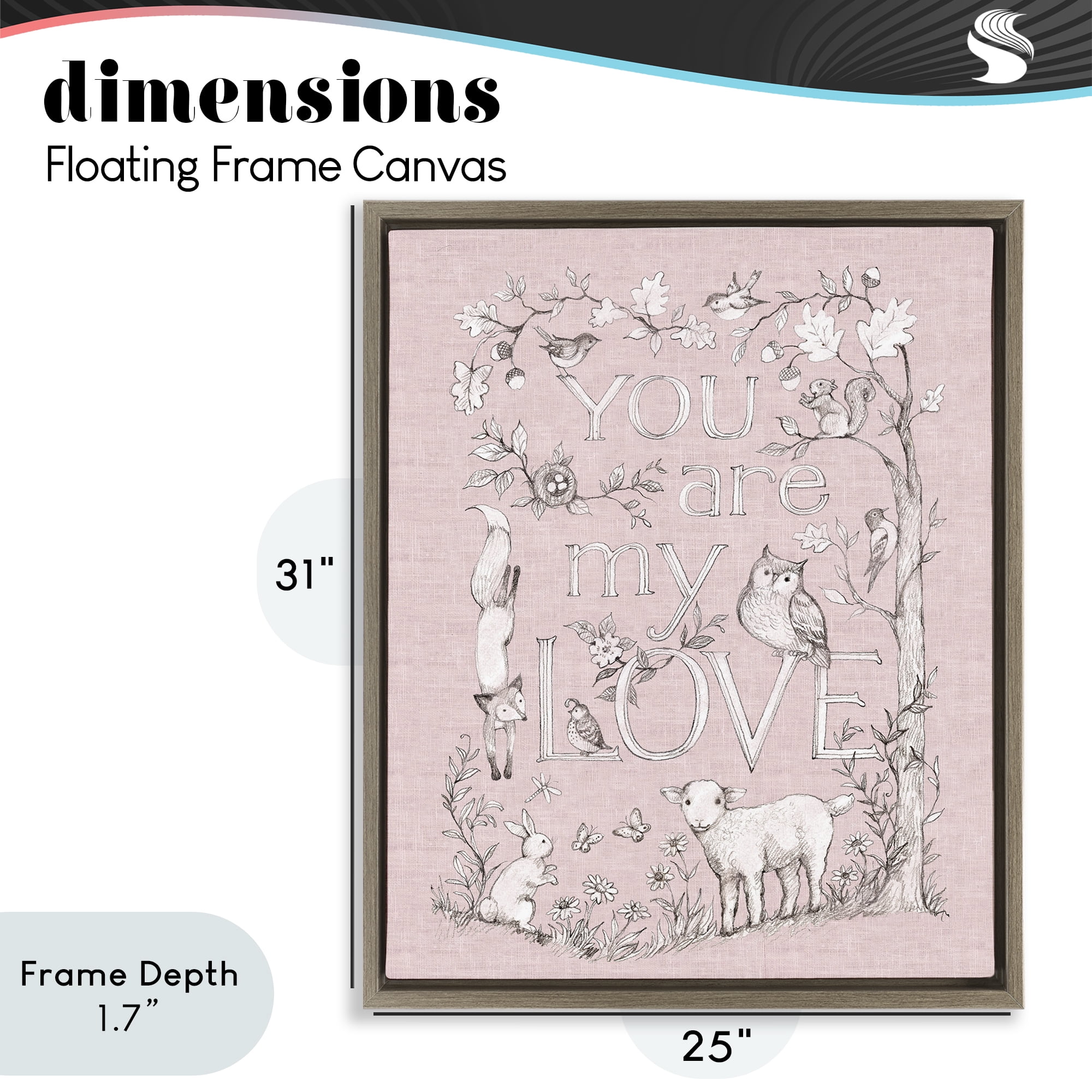 Stupell Industries You Are My Love Brown Framed Floater Canvas Wall Art, design by Susan Winget