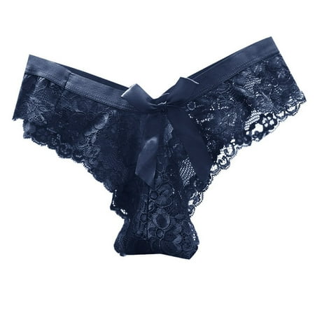 Yuhangmm Women s Panties Women s Sexy Lace Transparent Low Waisted Thong Seamless Thin Mesh Bow Japanese Seductive Underwear High Waist Underwear for Women Sexy