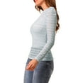 thumbnail image 5 of Allegra K Women's Puff Long Sleeve Semi Sheer Floral Lace Tops, 5 of 6
