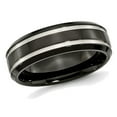 thumbnail image 1 of Mens Chisel 7mm Comfort Fit Black Titanium Wedding Band Ring with Groove, 1 of 6