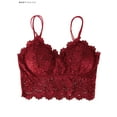 thumbnail image 5 of BadPiggies Women's Camisole Floral Lace Bralette Strap Thin Bandeau Padded Sexy Bra Wire Free (M, Red), 5 of 8