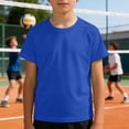 thumbnail image 2 of Xijirk Boys Solid Short Sleeve Tee Crew Neck Casual Soft Breathable Lightweight Shirt for Everyday Wear,Z02 Blue,5-6 Years, 2 of 3