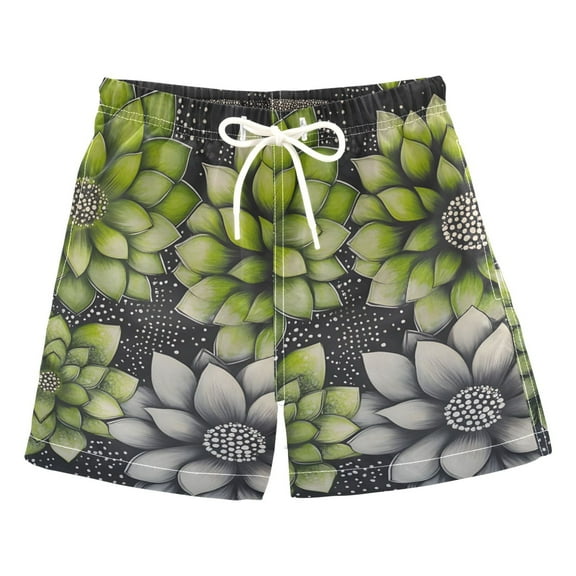 FORMRS Boys Swim Trunks Quick Dry Mesh Liner Boardshorts Sizes XS-XL, Gray Floral