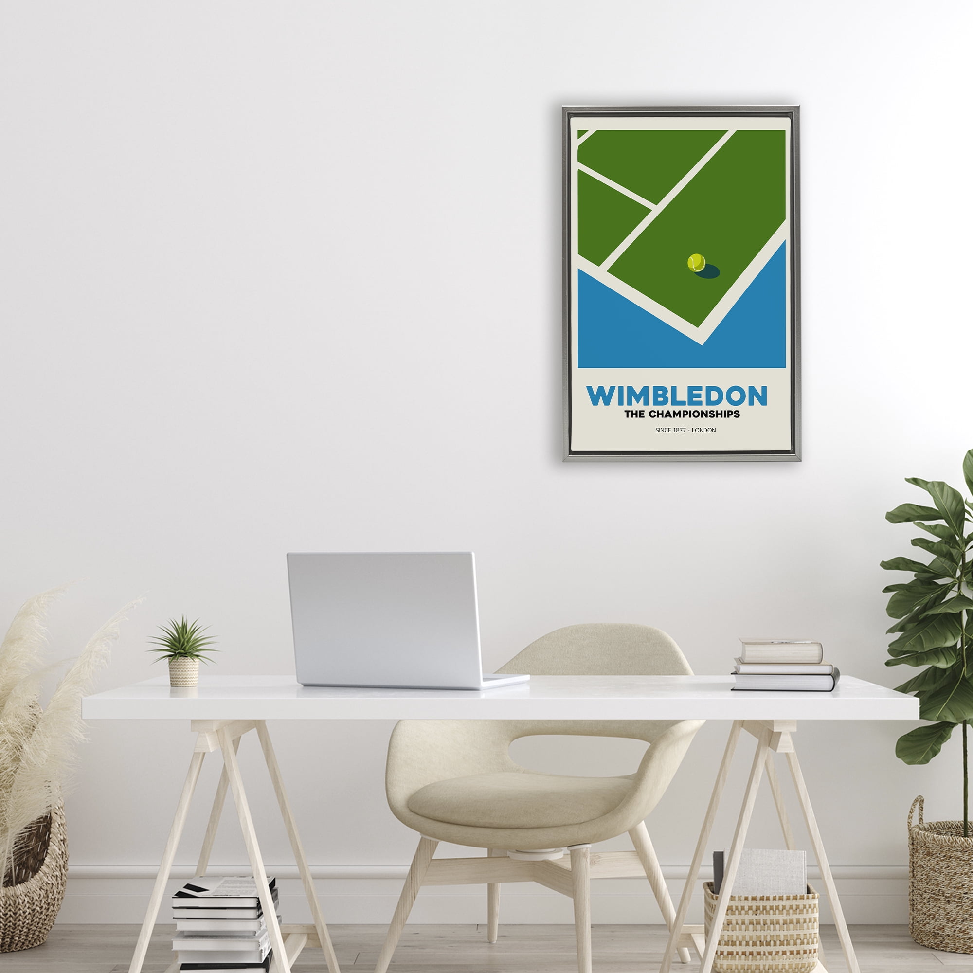 Stupell Industries Wimbledon Tennis Court Gray Framed Floater Canvas Wall Art, design by Andreas Magnusson
